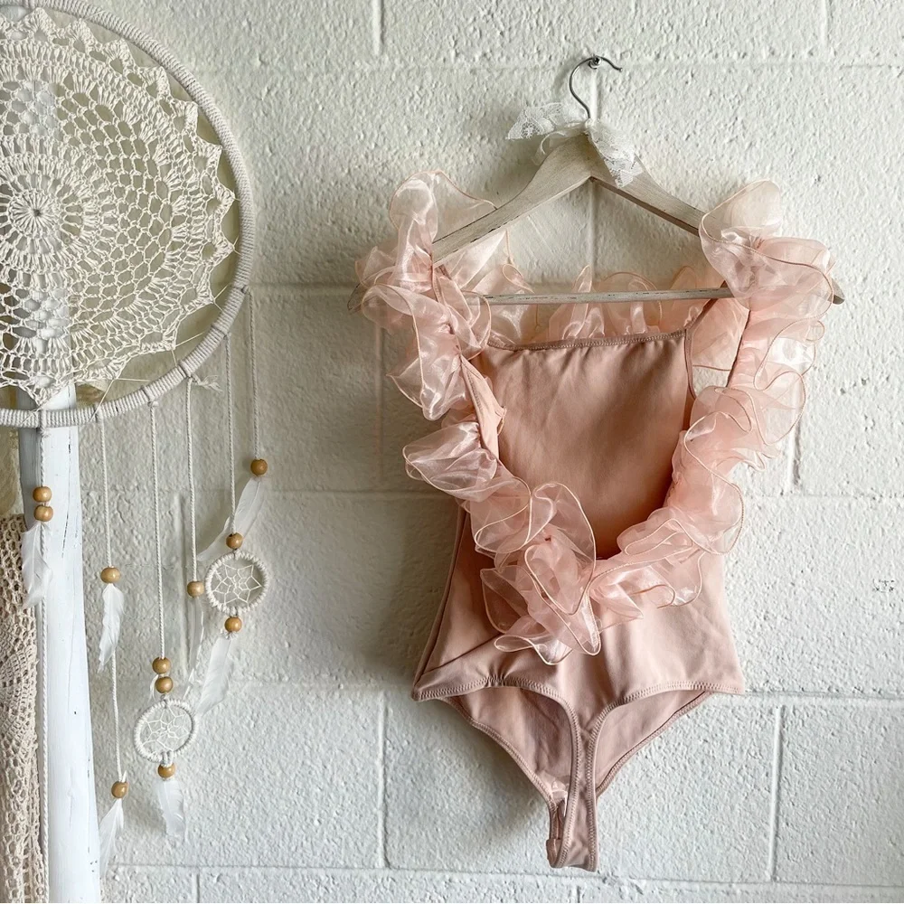 NWT Free People Haute Wired Bodysuit Pink Rose